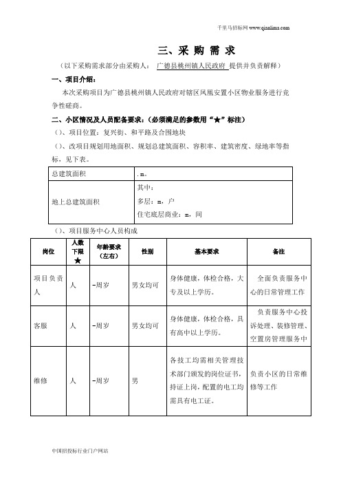 物业采购项目竞争性磋商招投标书范本