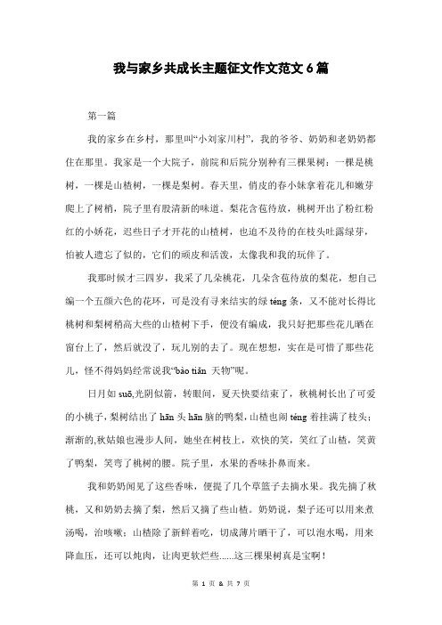 我与家乡共成长主题征文作文范文6篇