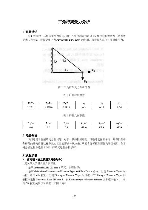 ANSYS实例分析(三角桁架受力分析 )