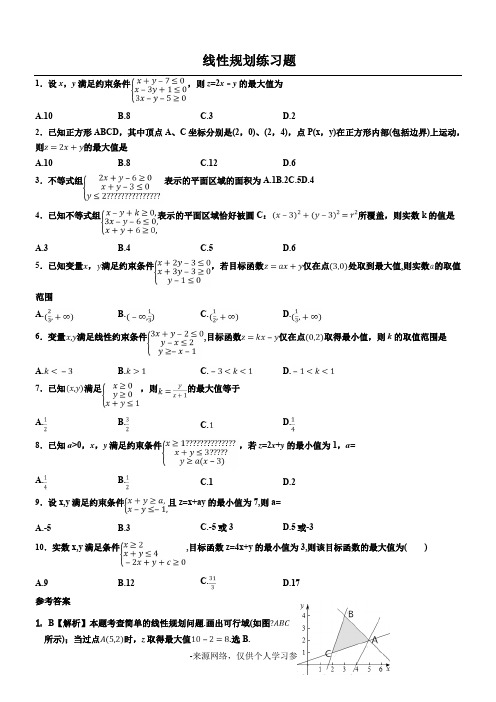 线性规划练习题