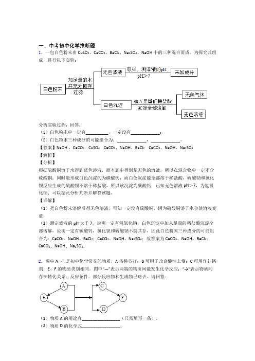 中考化学二轮 推断题 专项培优 易错 难题含答案