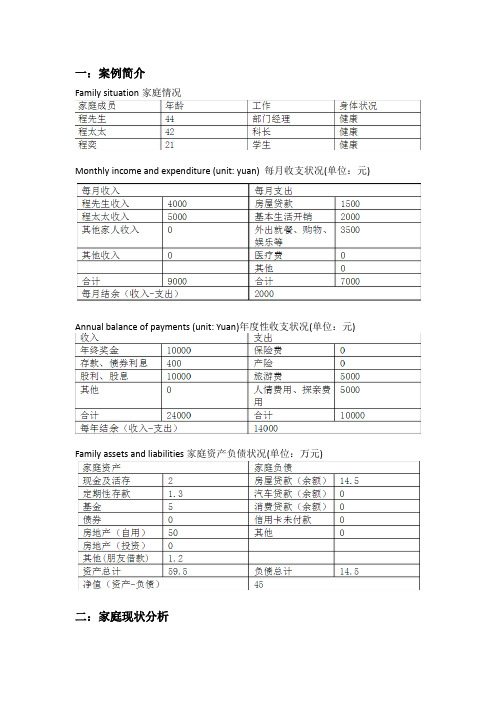 家庭理财案例