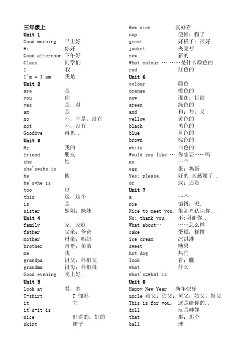 苏教版小学英语单词汇总译林版