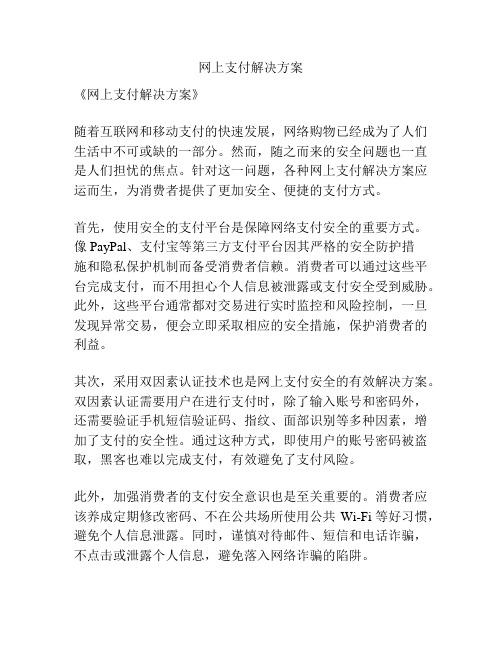 网上支付解决方案