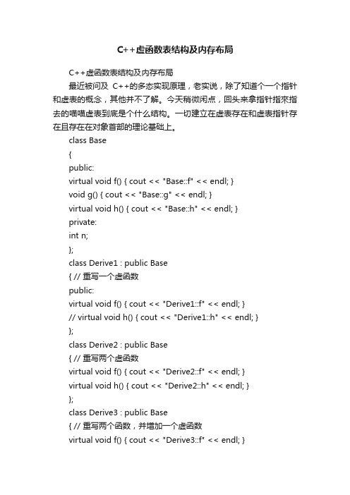 C++虚函数表结构及内存布局