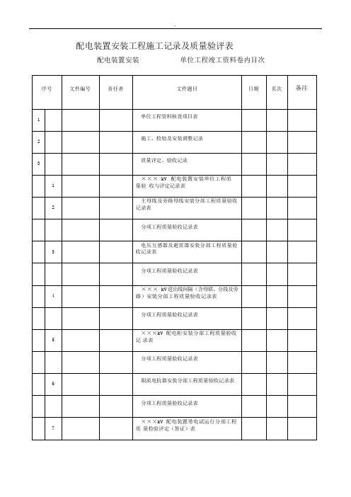 (2012年版)10KV配电装置安装工程施工记录及质量验评表