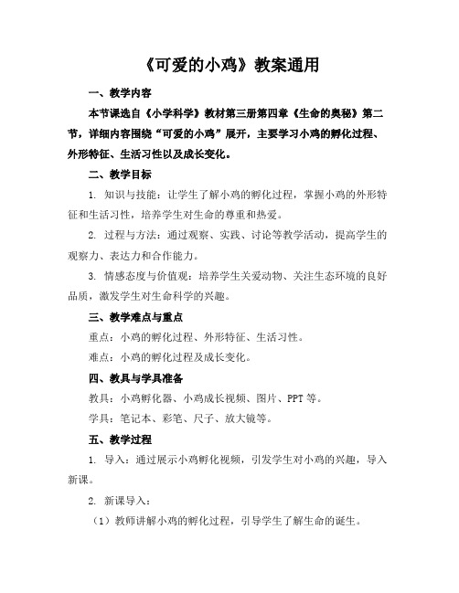 《可爱的小鸡》教案通用