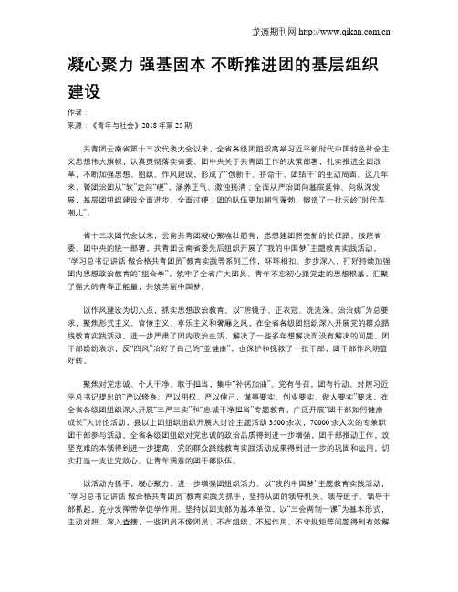 凝心聚力  强基固本 不断推进团的基层组织建设