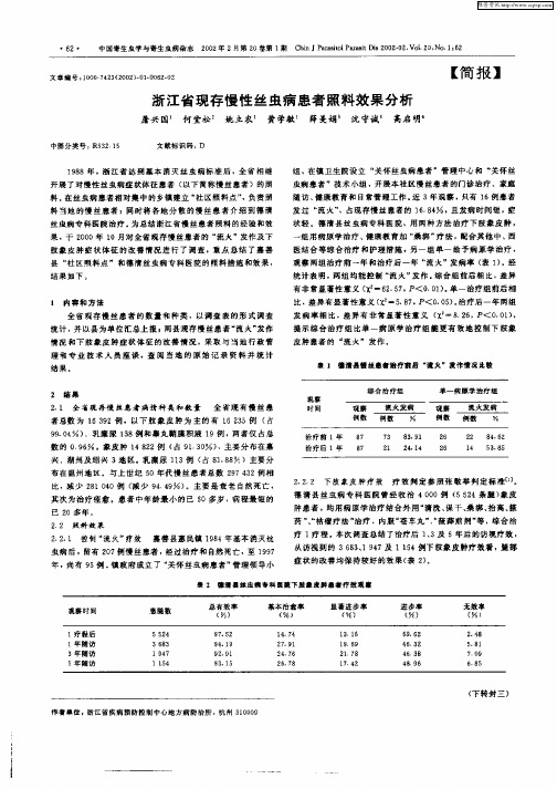 浙江省现存慢性丝虫病患者照料效果分析