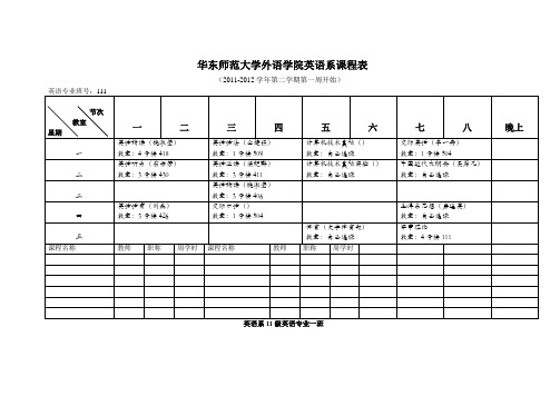 华东师范大学外语学院英语系课程表