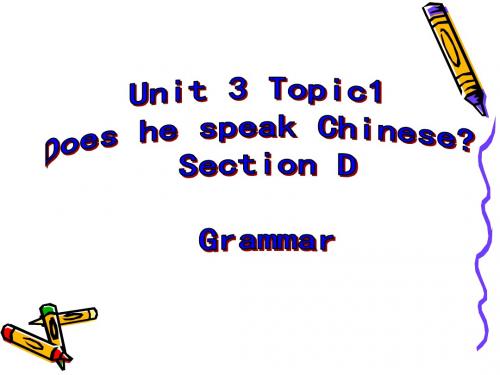 新仁爱版七年级英语上册Unit 3 Topic 1Does he speak Chinese Section D 公开课教学语法课件(共20张PPT)