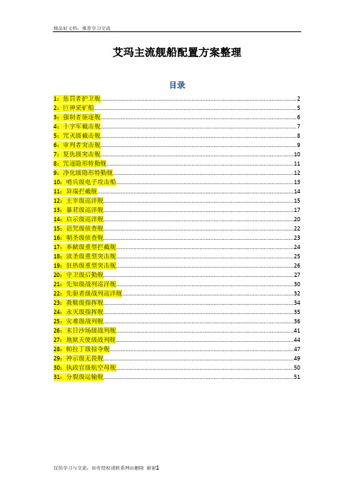 最新EVE艾玛主流舰船配置