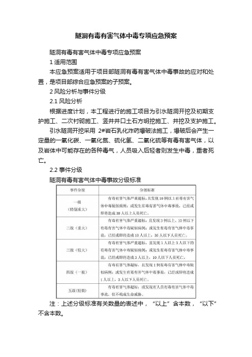 隧洞有毒有害气体中毒专项应急预案