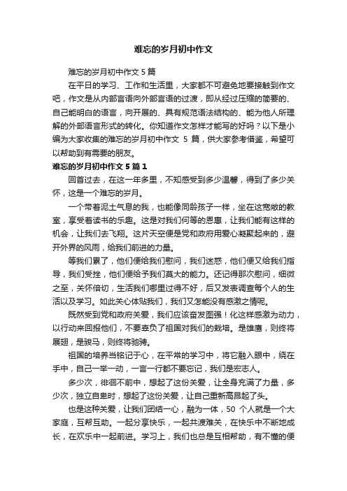 难忘的岁月初中作文