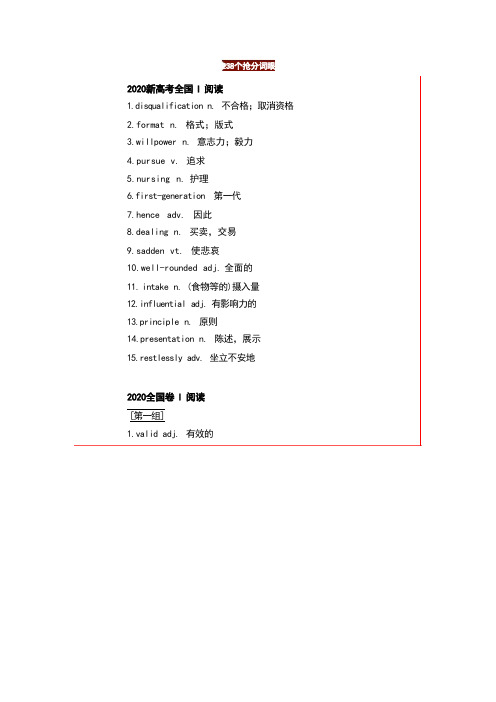 高考英语阅读理解238个抢分关键词+572个高频词!