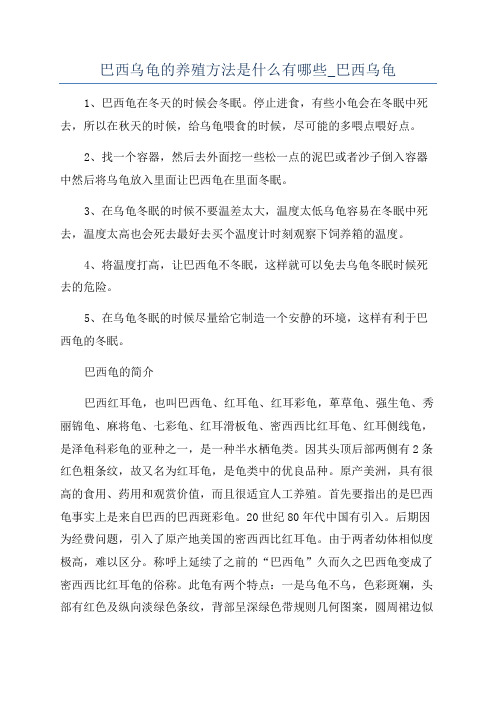 巴西乌龟的养殖方法是什么有哪些_巴西乌龟