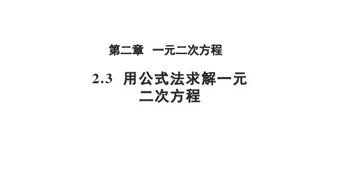 2.3 用公式法求解一元二次方程 北师大版九年级上册教学课件