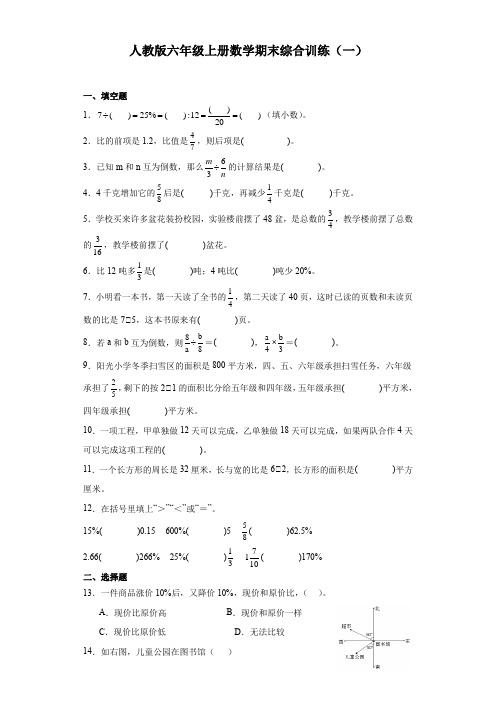 人教版六年级上册数学期末综合训练(一)