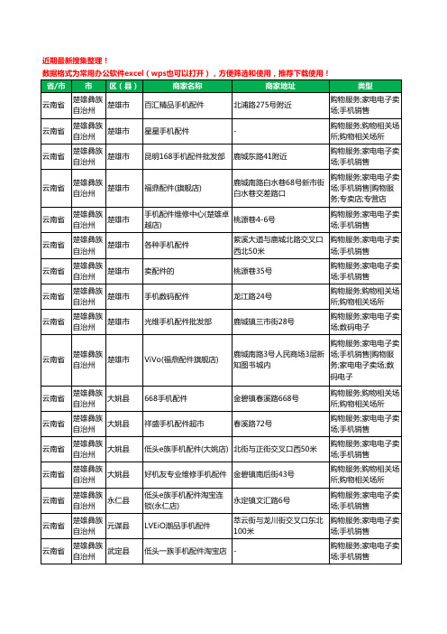 2020新版云南省楚雄彝族自治州手机配件工商企业公司商家名录名单黄页联系方式大全22家