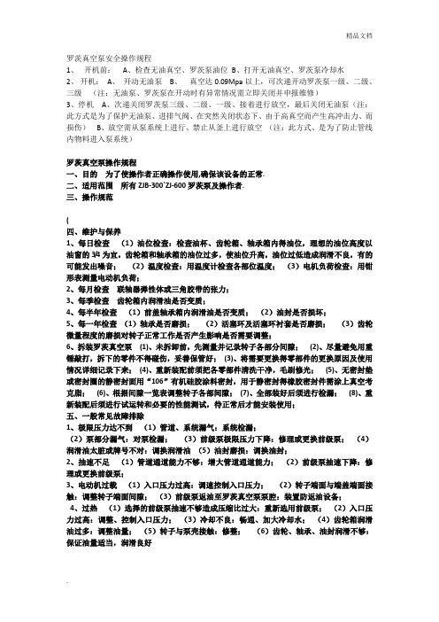 罗茨真空泵安全操作规程