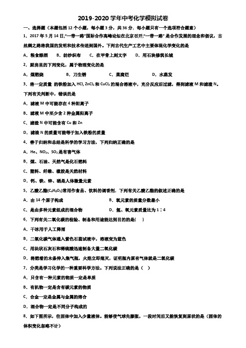 乌鲁木齐市名校2019-2020学年中考化学经典双份试题