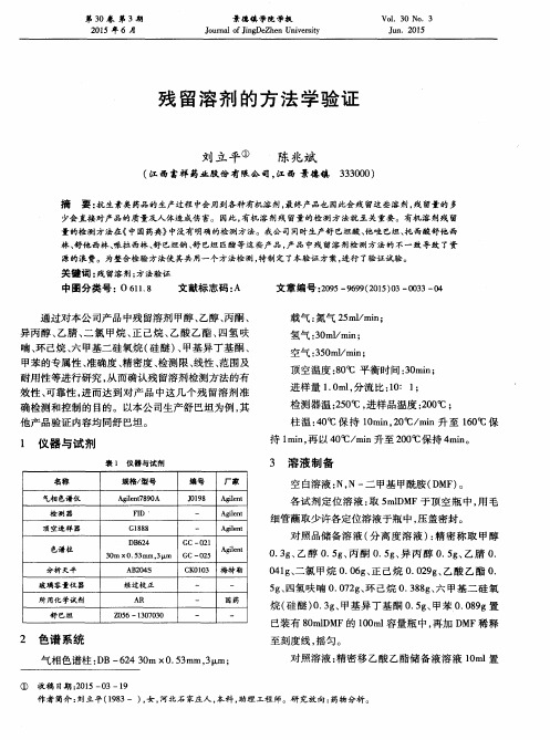 残留溶剂的方法学验证