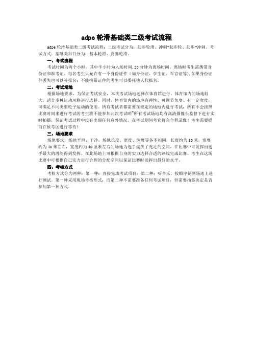 adpe轮滑基础类二级考试流程