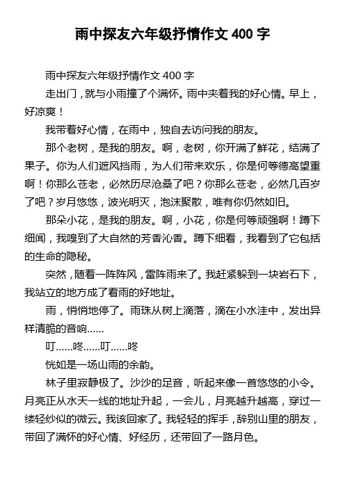 雨中探友六年级抒情作文400字