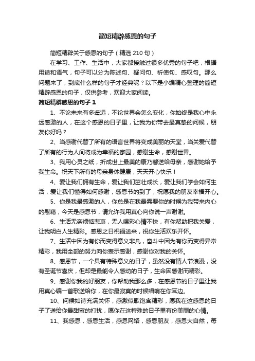 简短精辟关于感恩的句子（精选210句）