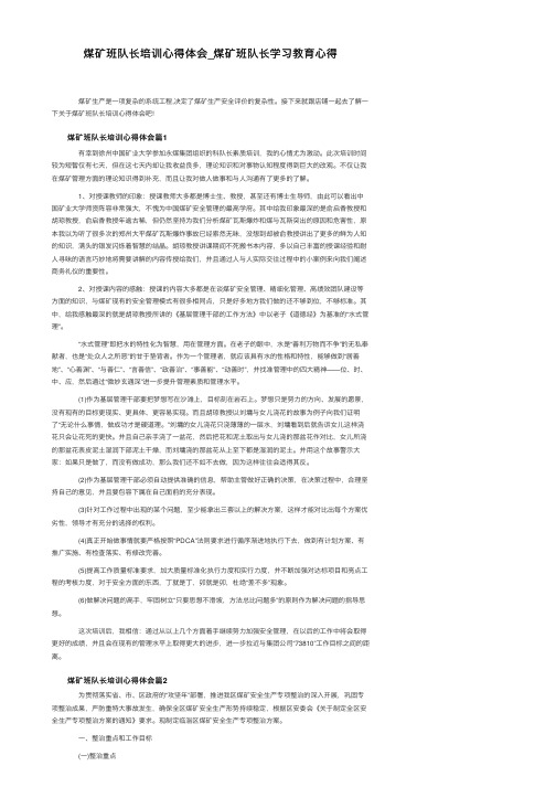 煤矿班队长培训心得体会_煤矿班队长学习教育心得