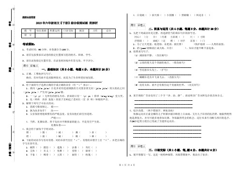 2019年六年级语文【下册】综合检测试题 附解析