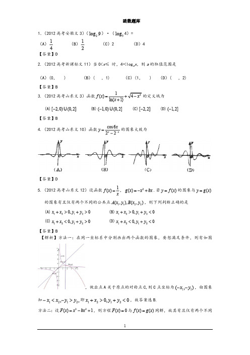 历年高考数学函数题库(含答案)