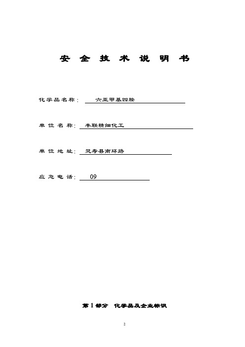 乌洛托品安全系统技术说明书