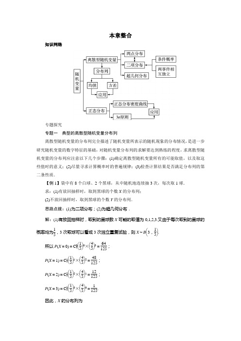 数学人教A版选修2-3本章整合教案：第二章随机变量及其分布 Word版含解析