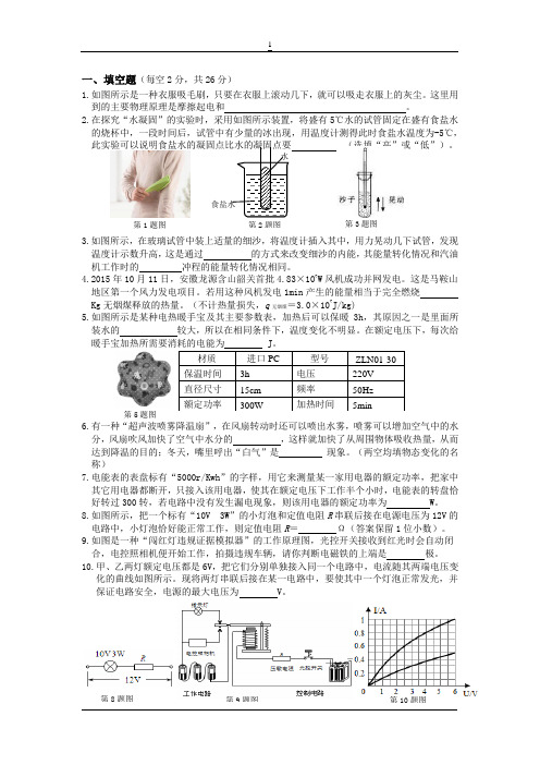 安徽省芜湖市2018—2019学年第一学期期末模拟物理试卷(有答案)