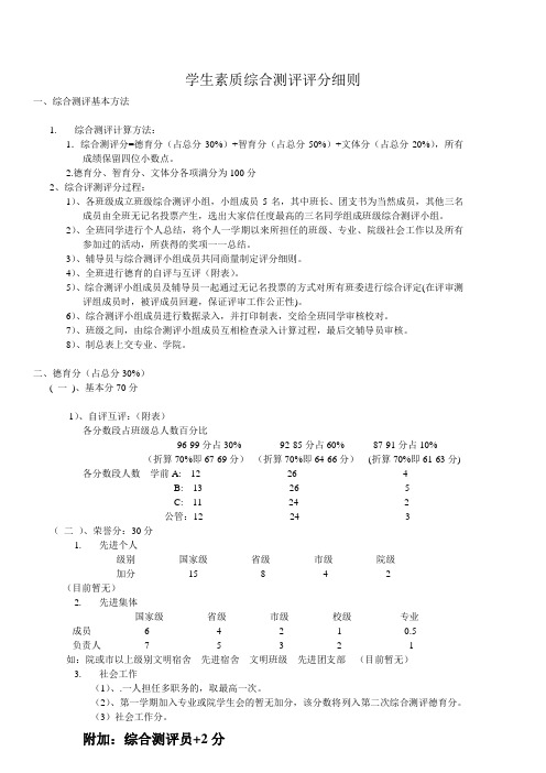 学生素质综合测评分细则