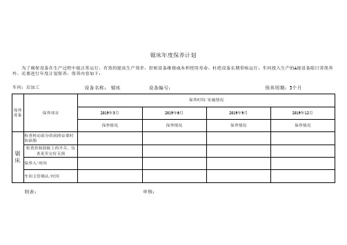 锯床年度保养计划