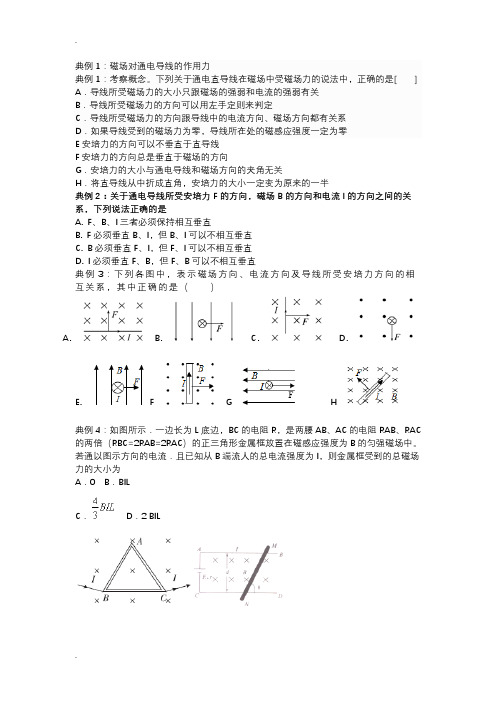 通电导线在磁场中受力的典型例题(练习版)