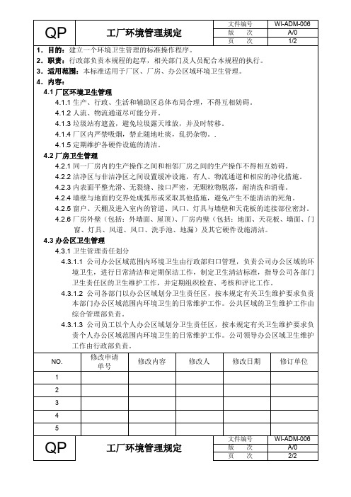 工厂环境管理规定