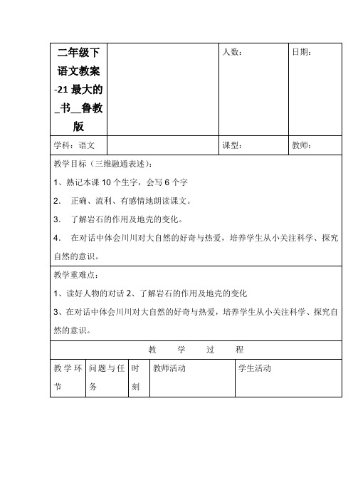 二年级下语文教案-21最大的_书__鲁教版