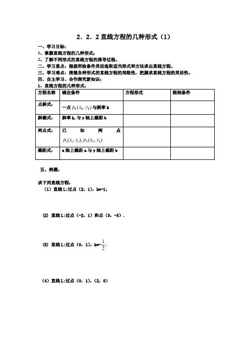 直线方程的几种形式(1)