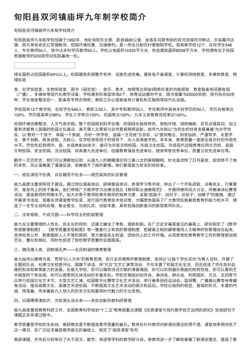 旬阳县双河镇庙坪九年制学校简介