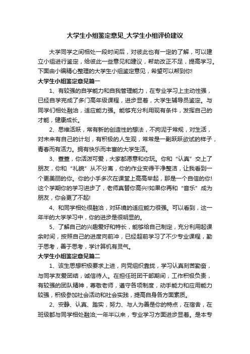 大学生小组鉴定意见_大学生小组评价建议