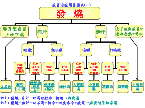 感冒治症简易图表