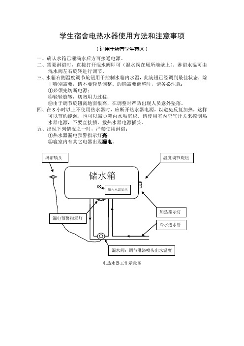 学生宿舍电热水器使用方法和注意事项