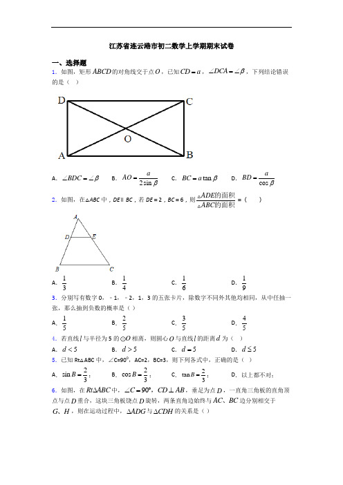 江苏省连云港市初二数学上学期期末试卷