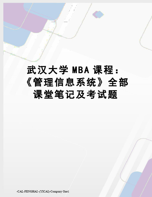 武汉大学MBA课程：《管理信息系统》全部课堂笔记及考试题