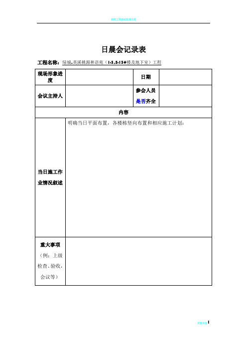 建筑工程日、周晨会记录表