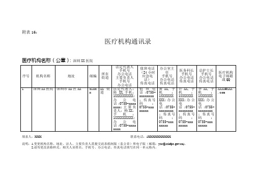 机构通讯录