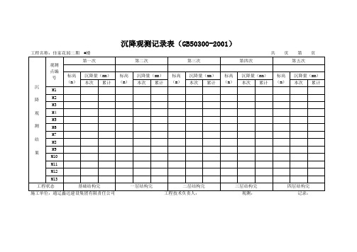 沉降观测记录表